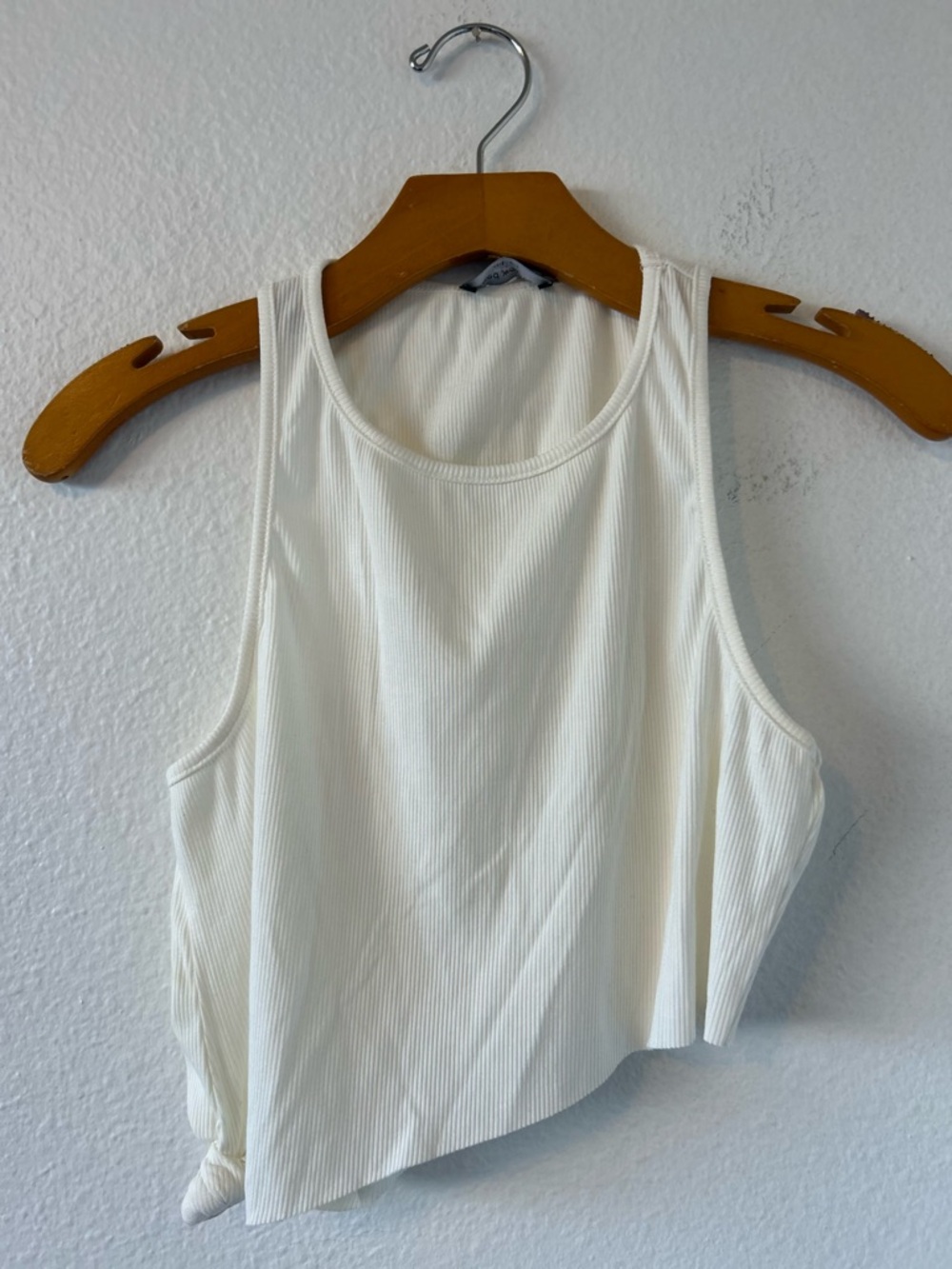 Naked Wardrobe Ribbed Asymmetrical Tank Top - Sleeveless Crop Size L